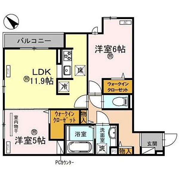 トリシア クレール ｜大阪府和泉市和気町１丁目(賃貸アパート2LDK・1階・57.65㎡)の写真 その2