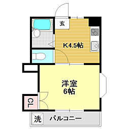 ハイツM 1Kの間取図画像