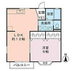 カトレアハイツ 1LDKの間取図画像