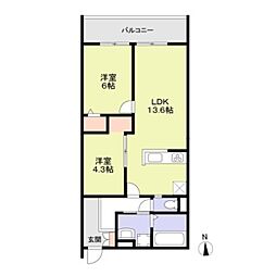 フォレストメゾンオリーブ南巽 2LDKの間取図画像
