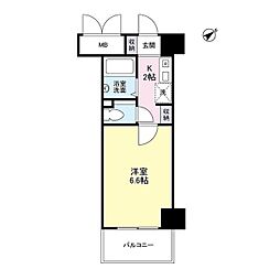 ボンシェール堺 1Kの間取図画像