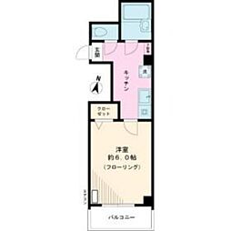 プレノハイム 3階1Kの間取り