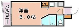 ルネス・ロワール博多駅南 ワンルームの間取図画像