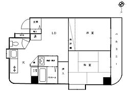 ホワイトキャッスル上大岡 2LDKの間取図画像