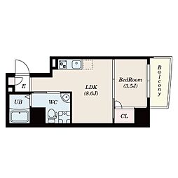 セレニテ上町台 1LDKの間取図画像
