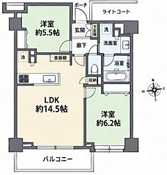 ライフピア新宿中落合 2LDKの間取図画像