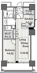 ベイクレストタワー 1LDKの間取図画像