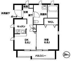 EL PATIO 1階1DKの間取り