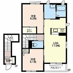 シャーメゾンクレセオ1 2LDKの間取図画像