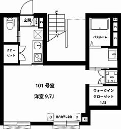 デルフィーノ 1階1Kの間取り