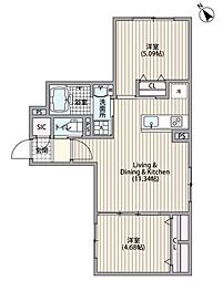 エルファーロ日暮里 2LDKの間取図画像