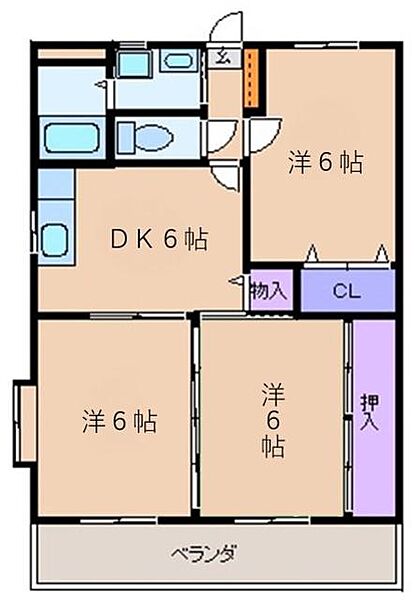 ドゥーズ松ノ木 205｜熊本県人吉市下林町(賃貸マンション3DK・2階・56.85㎡)の写真 その3