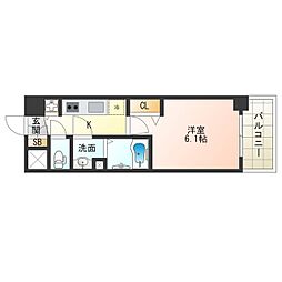 JR大阪環状線 福島駅 徒歩10分の賃貸マンション 3階1Kの間取り