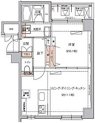 ハーモニーレジデンス東京イーストコア 1LDKの間取図画像