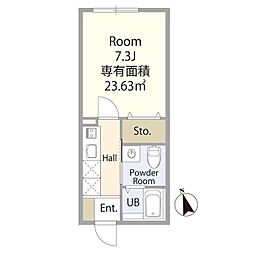 クレスト東村山 1階1Kの間取り