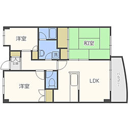荒木ハイツ 3LDKの間取図画像