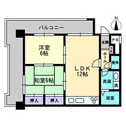 ロワールマンション大濠 2LDKの間取図画像