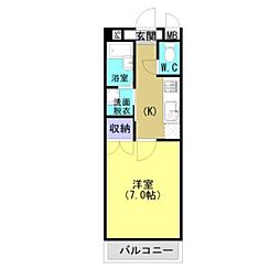 KB21 1Kの間取図画像