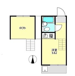 上野毛壱番館 ワンルームの間取図画像