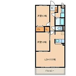 グリーンアベニュー 2LDKの間取図画像