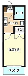 ケントピア津田沼 1Kの間取図画像