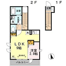 サンスマイル大和田East 1LDKの間取図画像