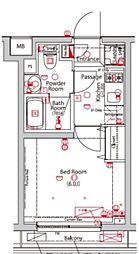 XEBEC旗の台 1Kの間取図画像