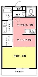牛込マンション 1DKの間取図画像