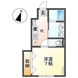 エクレール 1Kの間取図画像