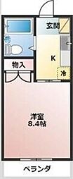 メゾンリブレーヌ 1Kの間取図画像