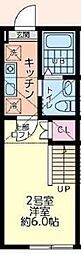 相模原市南区新磯野アパート 1Kの間取図画像