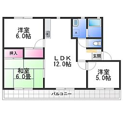 プレステージ大美野B棟 3LDKの間取図画像
