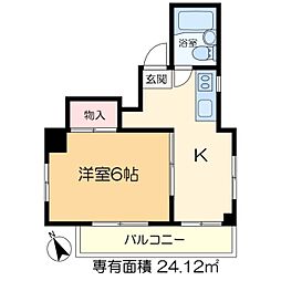 メゾン福原 1DKの間取図画像