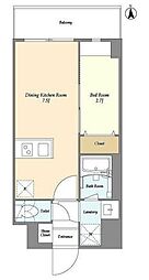 グランカーサ尾久 4階1DKの間取り