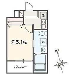 MELLAS川口 1Kの間取図画像