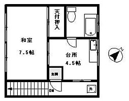 吉原荘 1DKの間取図画像
