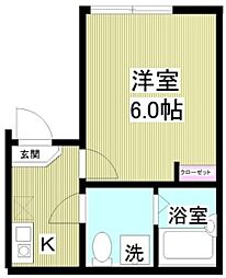 クレアルテール根岸 1Kの間取図画像