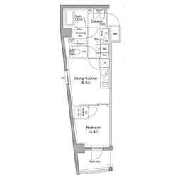 TheParkhabio南大井 1DKの間取図画像