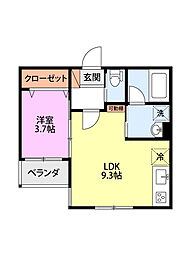 River bank 1LDKの間取図画像