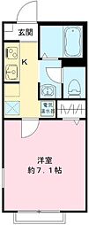 アンソレイユ世田谷 1Kの間取図画像