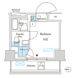 パークアクシス錦糸町スタイルズ 7階ワンルームの間取り