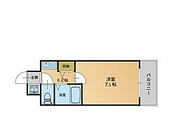 ヴェルジュ平尾 1Kの間取図画像