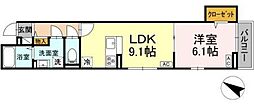 セレスティア大森東 1LDKの間取図画像