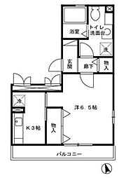 ベルファミーユ 3階1Kの間取り