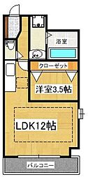 シャローム箱崎 1LDKの間取図画像