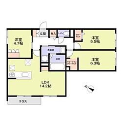 ハイテラス千里山 3LDKの間取図画像