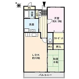 アメニティハイツ杏栄館 2LDKの間取図画像