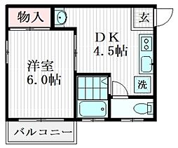 コーポメグミ 2階1DKの間取り