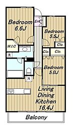 プラウドシティ淵野辺 3LDKの間取図画像