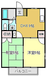 ハイツKUWAO 2DKの間取図画像